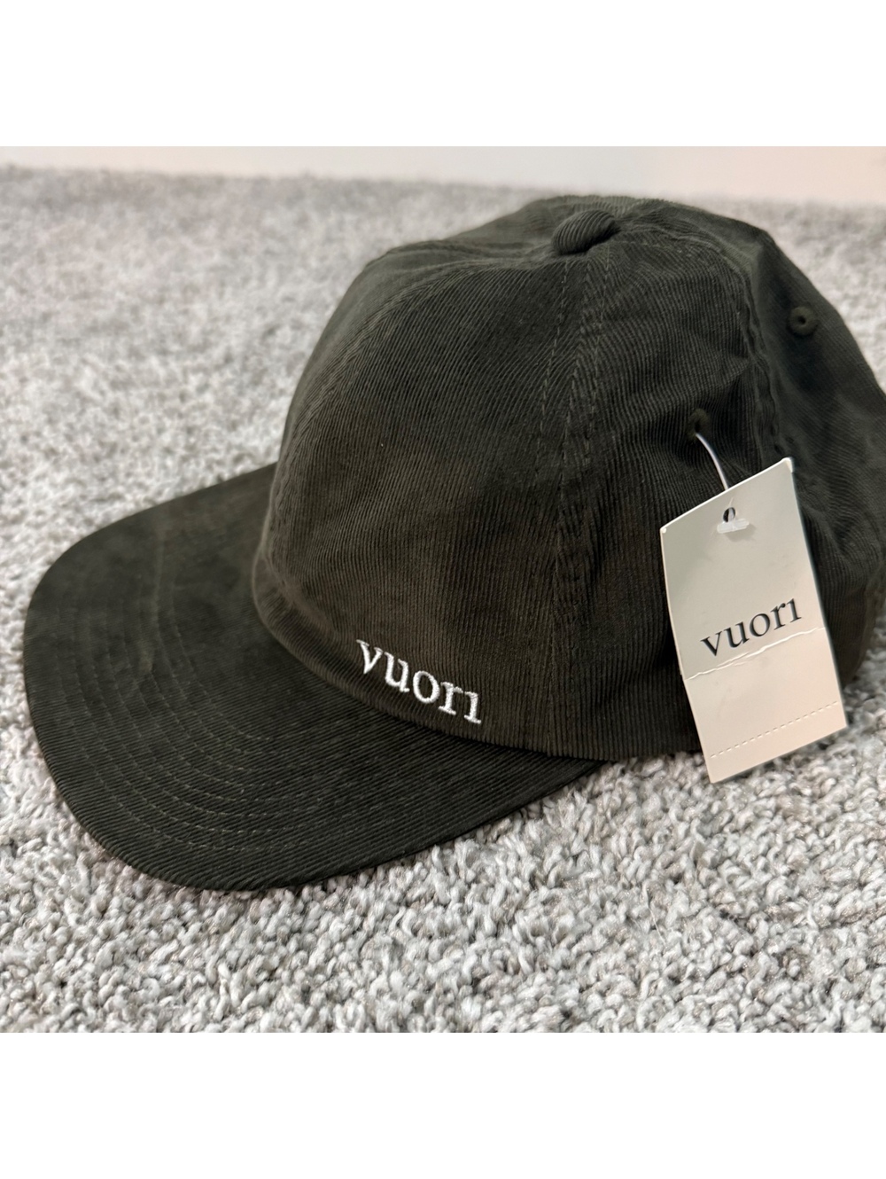 Vuori Olive Green Corduroy Baseball Cap with Adjustable Strap